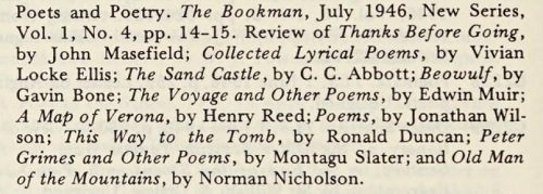 Edmund Blunden, Poets and Poetry, The Bookman, July 1946 Bibliography