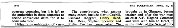 Nevill Coghill, Richard Hogart, Henry Reed, Alan Ross, Stephen Spender, and Philip Toynbee...