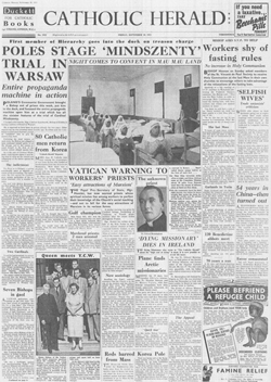 Front page of the Catholic Herald, September 18, 1953 Catholic Herald