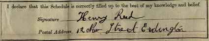 Henry Reed, Sr., Erdington Census