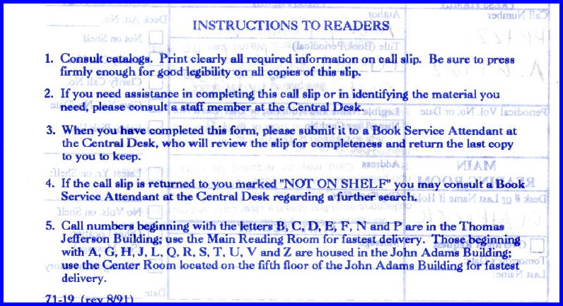Press firmly LoC book request