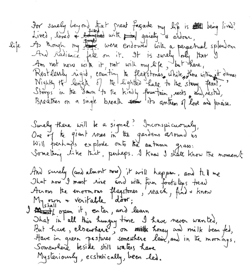 Manuscript of Henry Reed's poem, The Chateau